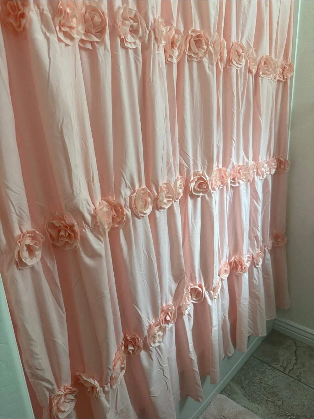 Blush Pink Roses Ruffle Shower Curtain - Home Bath